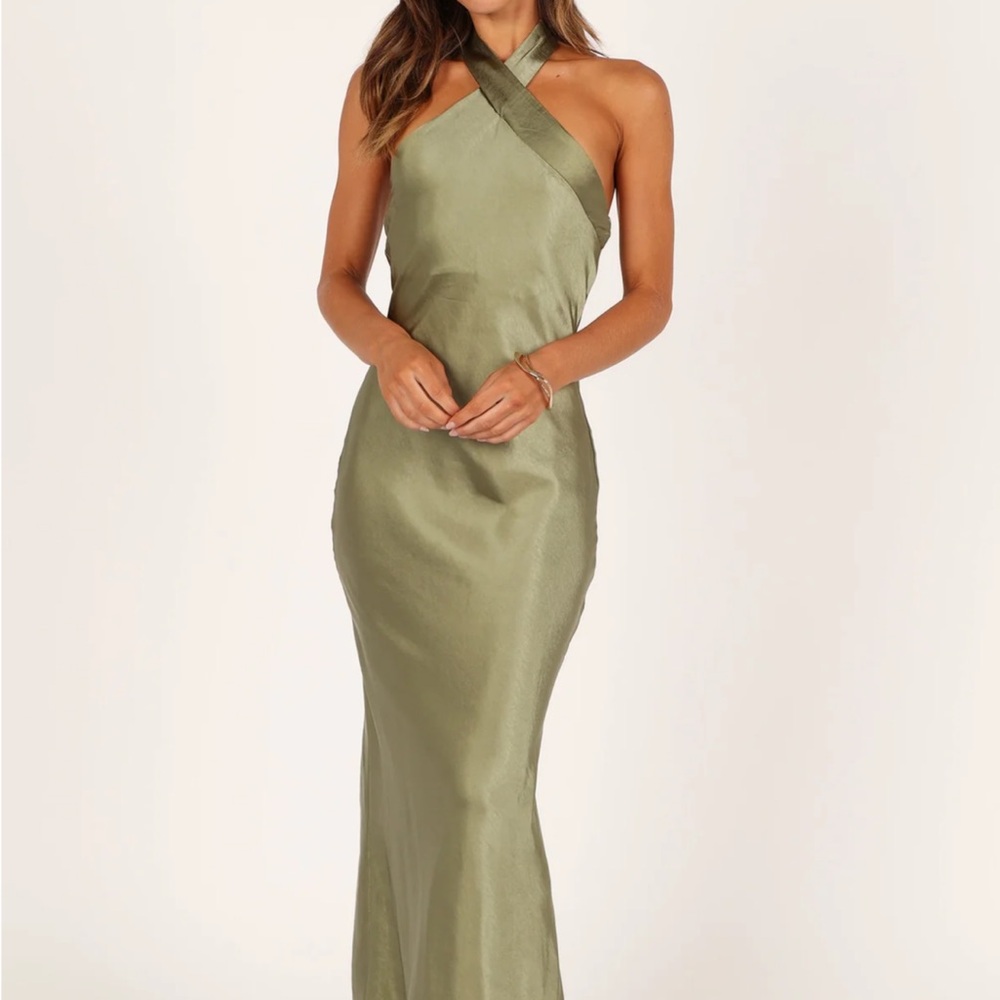 Petal & Pup Sage Green Halter Gown